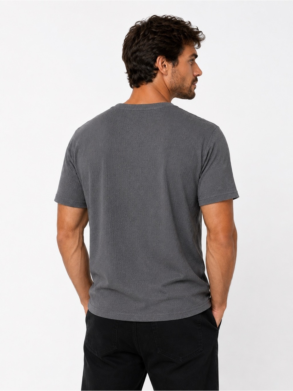 Claiborne Gray Ribbed V-Neck Tee – Size Large – NWT - Picture 3 of 6